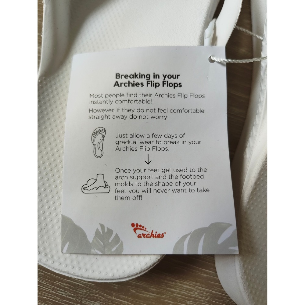 Archies Arch Support Flip Flops White Women 10 / Men 9 New With Tags - Picture 10 of 12
